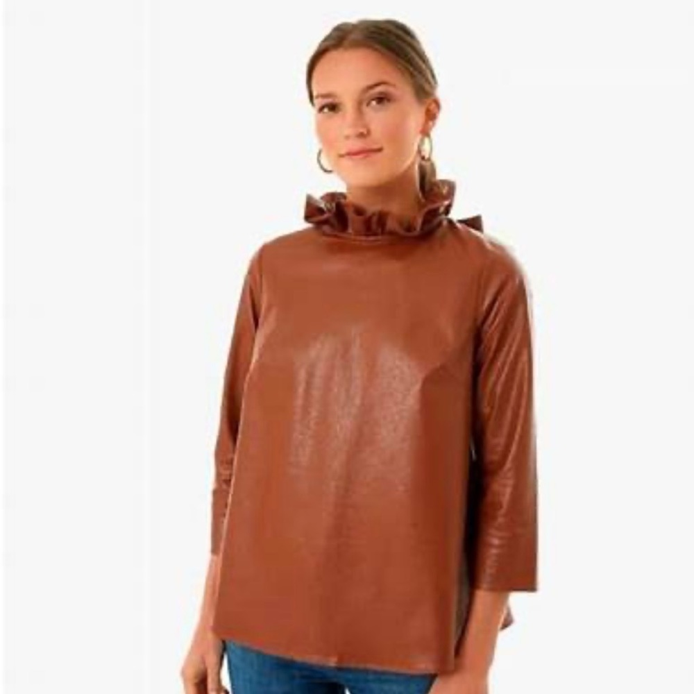 TUCKERNUCK Cognac Leather Faye Blouse M